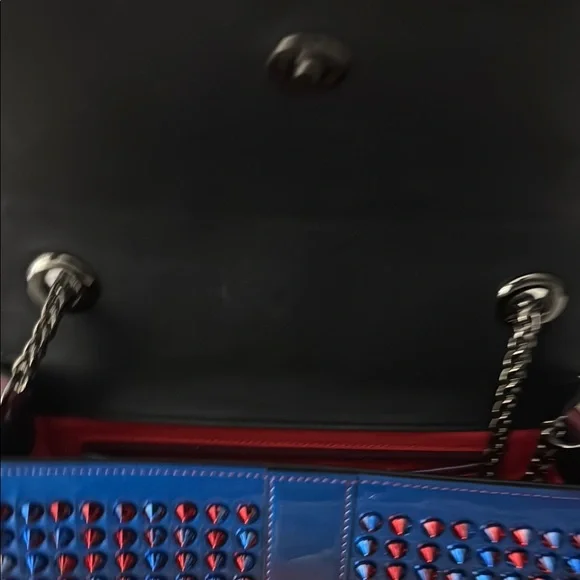 Louboutin Studded Blue and Red Women's Bag - Picture 8 of 17